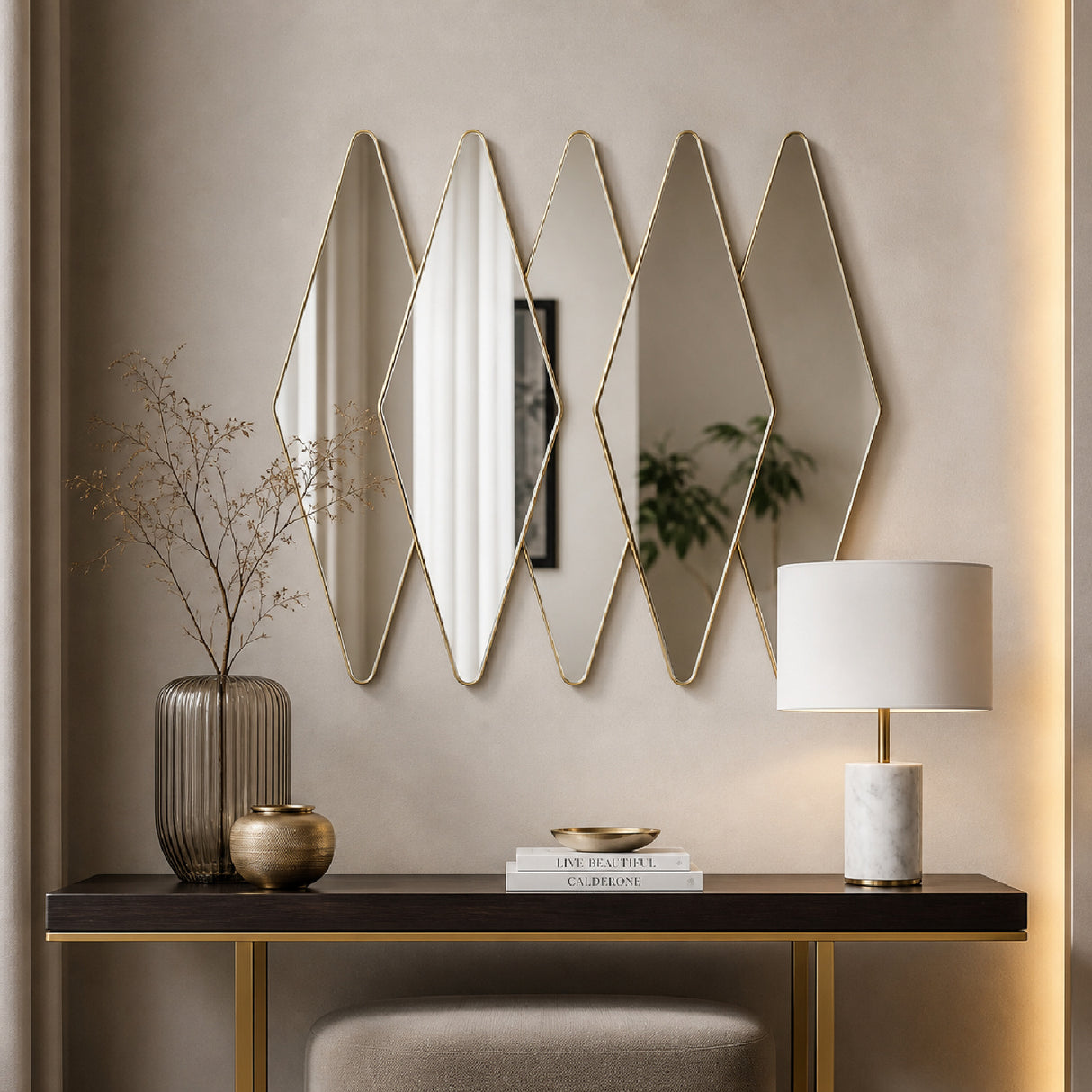   Modern furniture - Gold Diamond-Shaped Mirror - www.oroa.com | Oroa.com