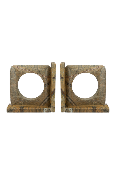 Brown Marble Book Ends (2) | Dutchbone Satpura | OROA.com