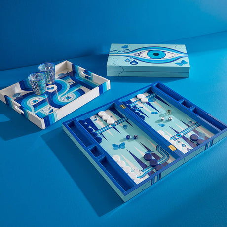 Blue Lacquer Backgammon Set | Jonathan Adler Druggist