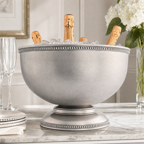 Luxury Pewter Beaded Ice Tub & Punch Bow - OROA