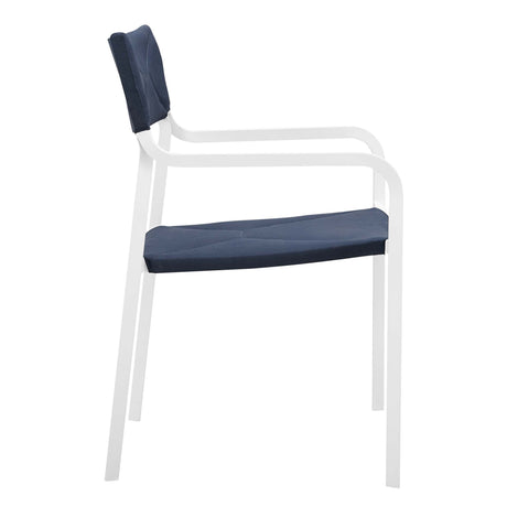 Raleigh Stackable Outdoor Patio Aluminum Dining Armchair Navy