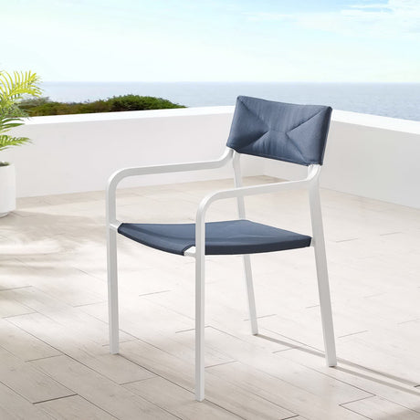 Raleigh Stackable Outdoor Patio Aluminum Dining Armchair Navy