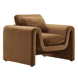 Waverly Brown Velvet Armchair - OROA