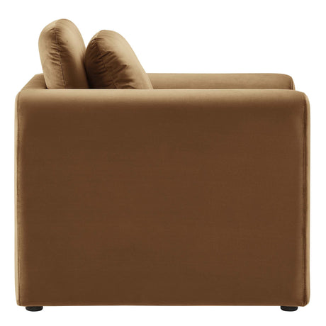 Waverly Brown Velvet Armchair | OROA