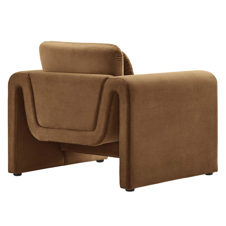 Waverly Brown Velvet Armchair | OROA