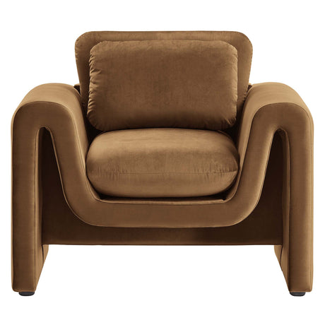Waverly Brown Velvet Armchair | OROA