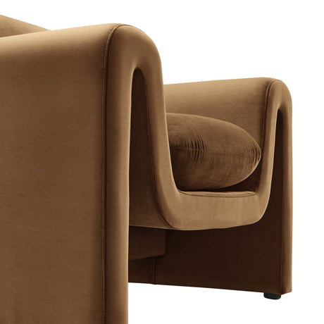 Waverly Brown Velvet Armchair | OROA