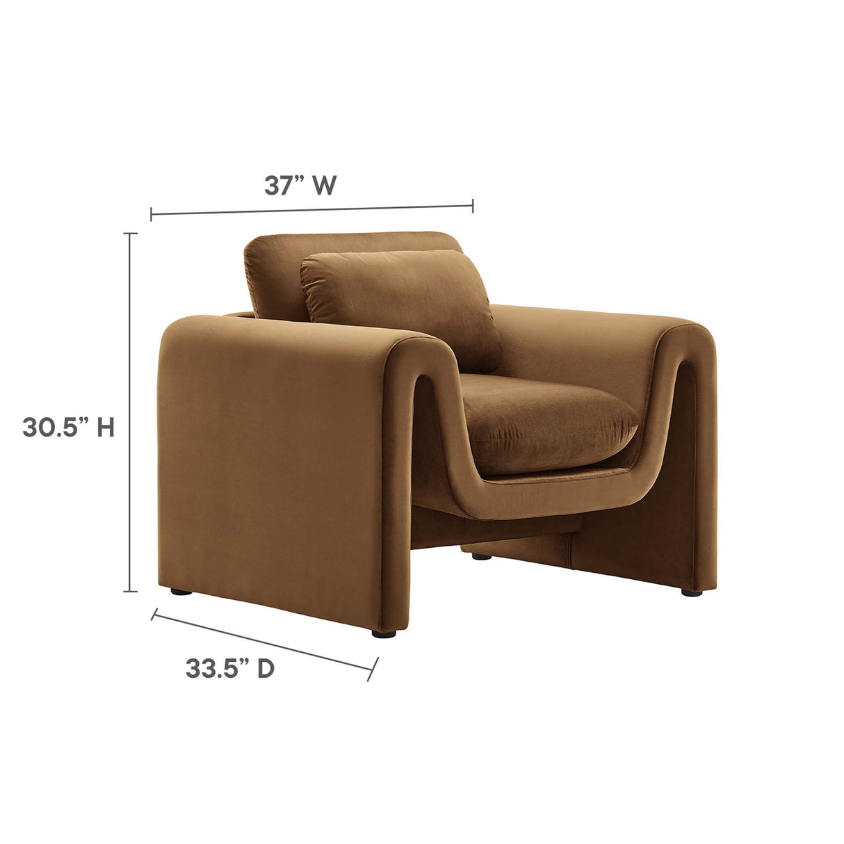 Waverly Brown Velvet Armchair - OROA