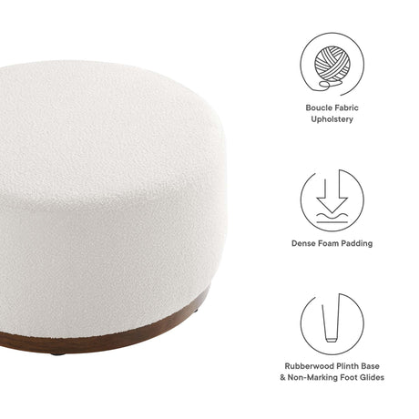 Tilden Large Round Boucle Upholstered Ottoman - OROA