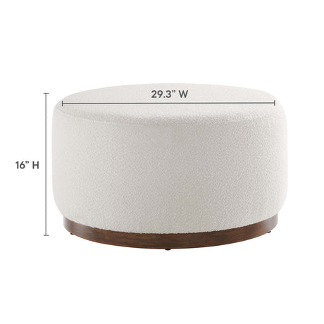 Tilden Large Round Boucle Upholstered Ottoman - OROA