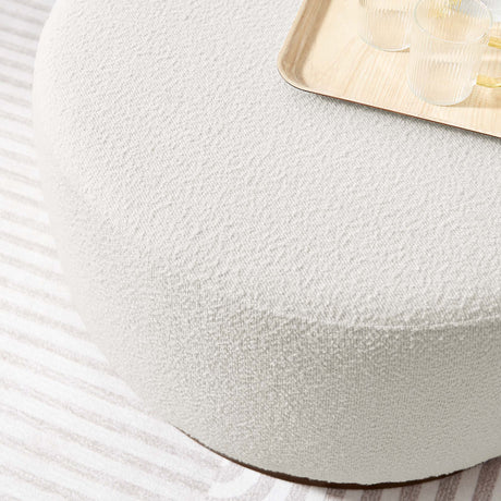 Tilden Large Round Boucle Upholstered Ottoman - OROA