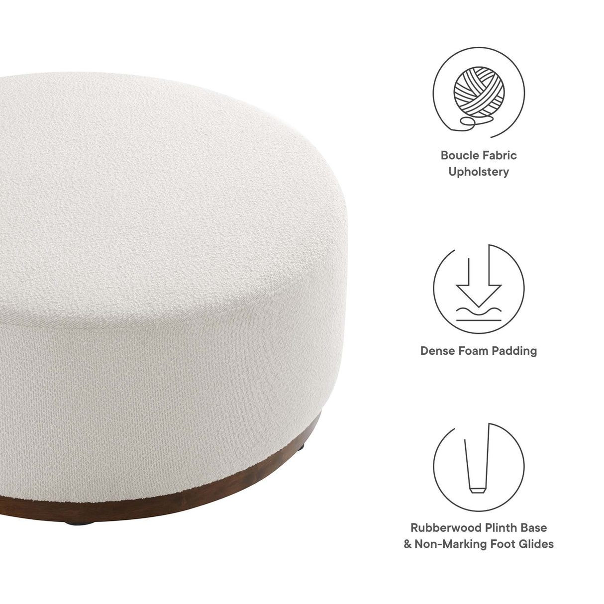 Tilden Large Round Boucle Ottoman - OROA