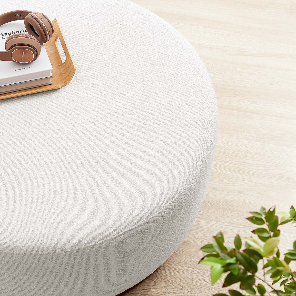 Tilden Large Round Boucle Ottoman - OROA