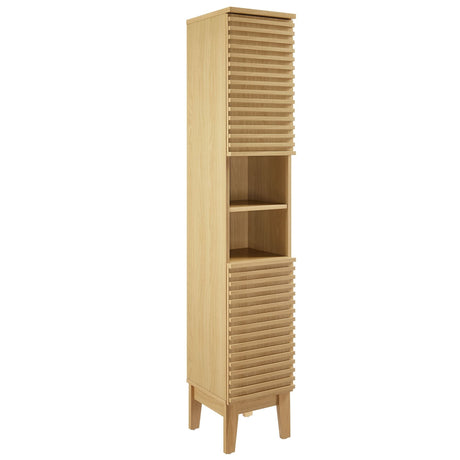 Render Tall Narrow Bathroom Storage Cabinet - OROA