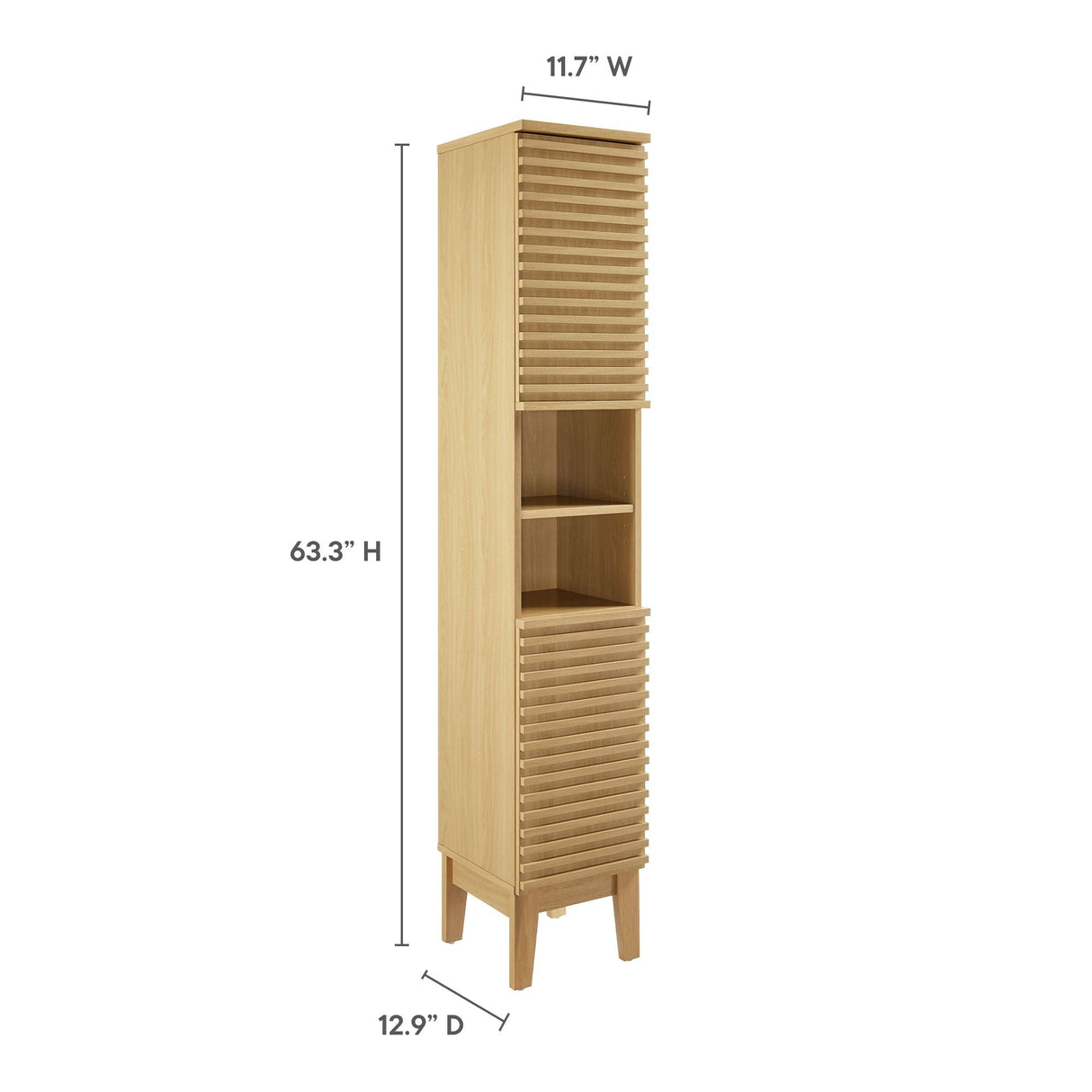 Render Tall Narrow Bathroom Storage Cabinet - OROA