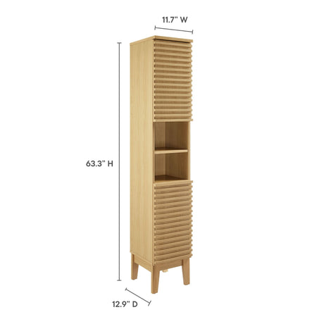 Render Tall Narrow Bathroom Storage Cabinet - OROA
