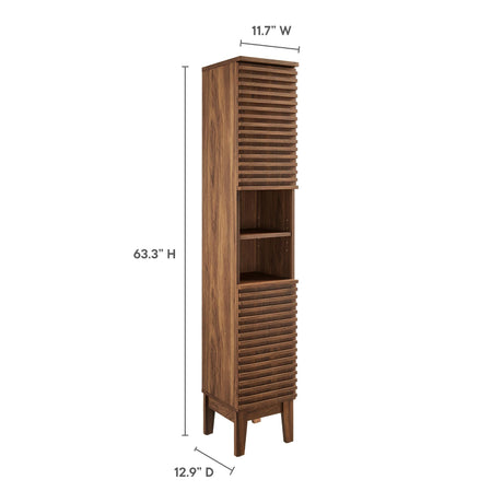 Render Tall Narrow Bathroom Storage Cabinet - OROA