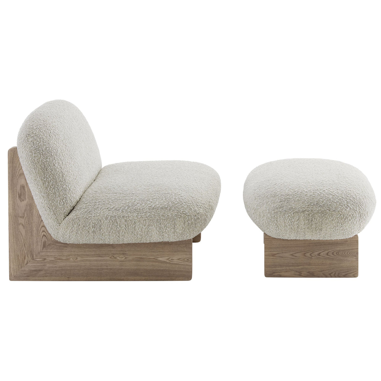 Loyal Boucle Fabric Accent Chair and Ottoman - OROA