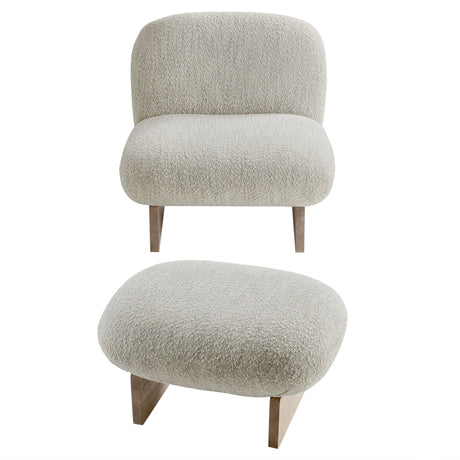 Loyal Boucle Fabric Accent Chair and Ottoman - OROA