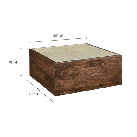 Truett Square Rattan Coffee Table - Mango Wood Finish