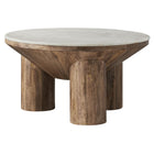 Round Wood Coffee Table With Marble Top - OROA