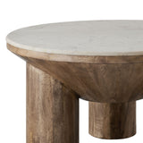 Round Wood Coffee Table With Marble Top - OROA