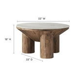 Round Wood Coffee Table With Marble Top - OROA