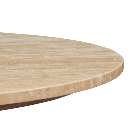 Round Travertine Coffee Table and walnut veneer - OROA
