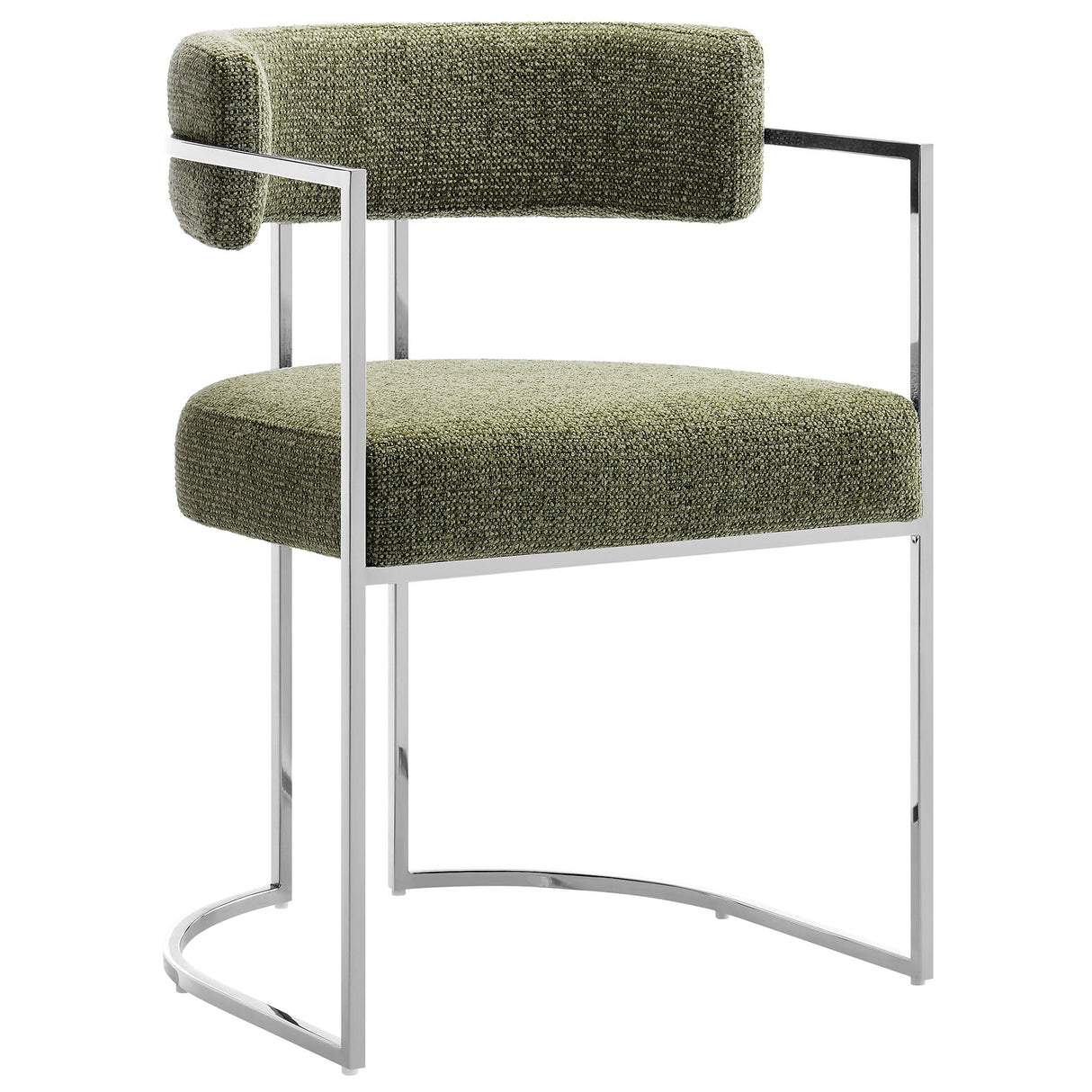 Huron Curved Back Fabric and Metal Dining Accent Chair - OROA