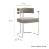 Huron Curved Back Fabric and Metal Dining Accent Chair - OROA