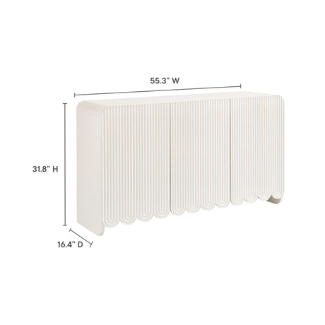 Fluted and Scalloped Sideboard Storage Cabinet - OROA