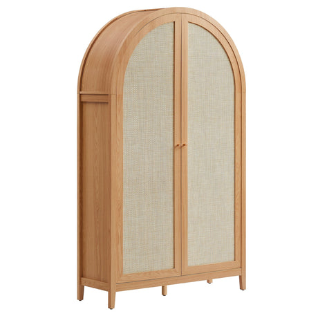 Tall Wide Rattan Arched Storage Cabinet - OROA