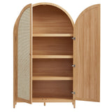 Tall Wide Rattan Arched Storage Cabinet - OROA