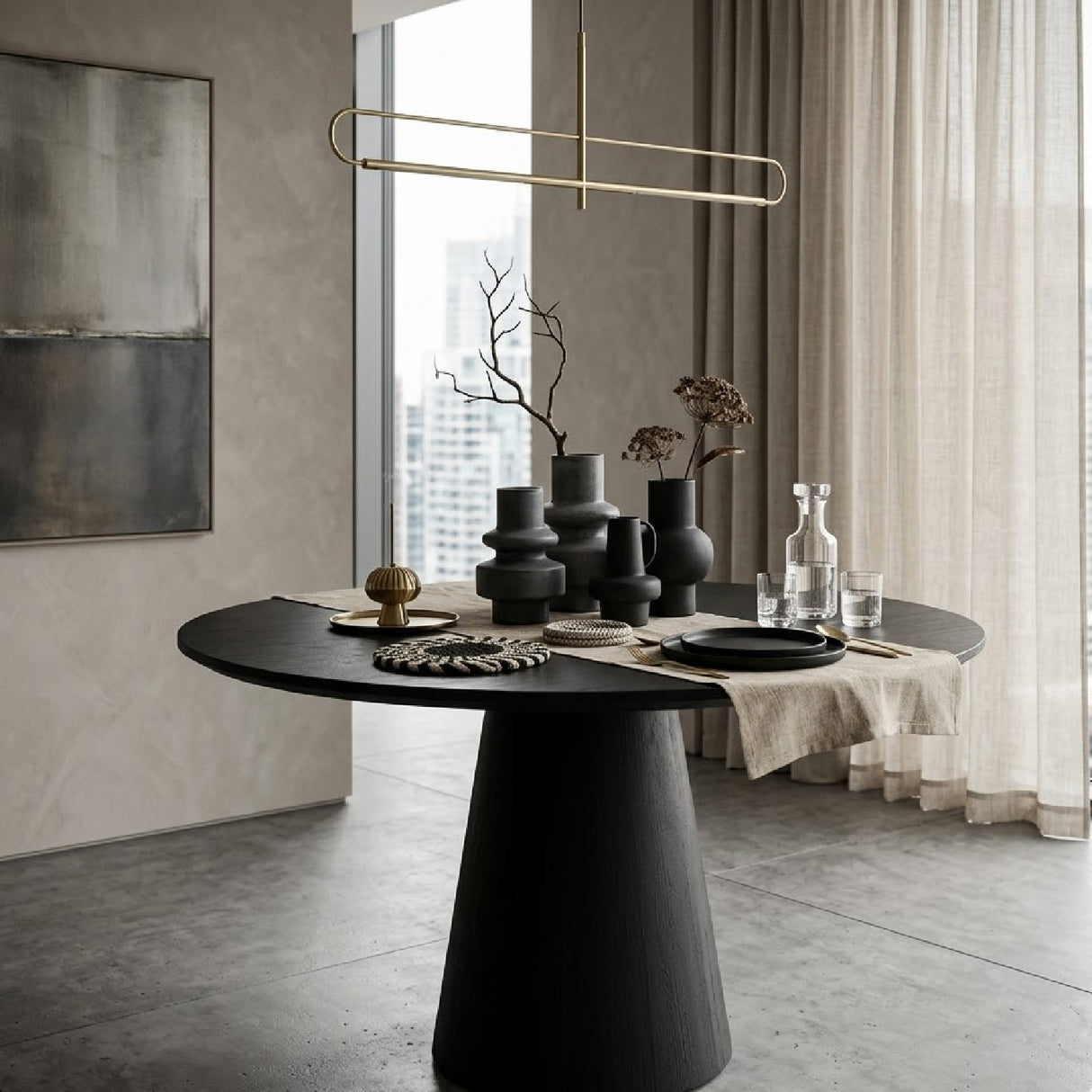   Wooden Pedestal Dining Table | Oroa.com