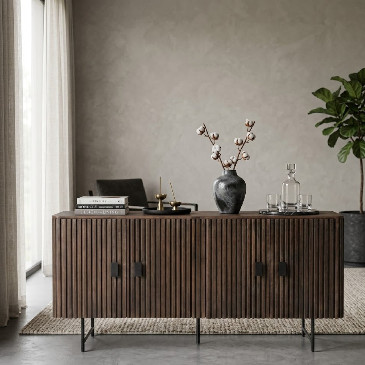   Wooden 4-Door Sideboard | Oroa.com