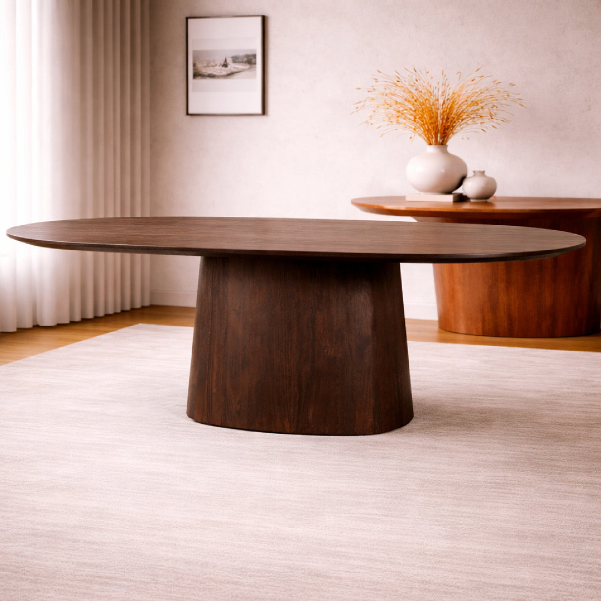   Mango Wood Pedestal Dining Table M | Oroa.com