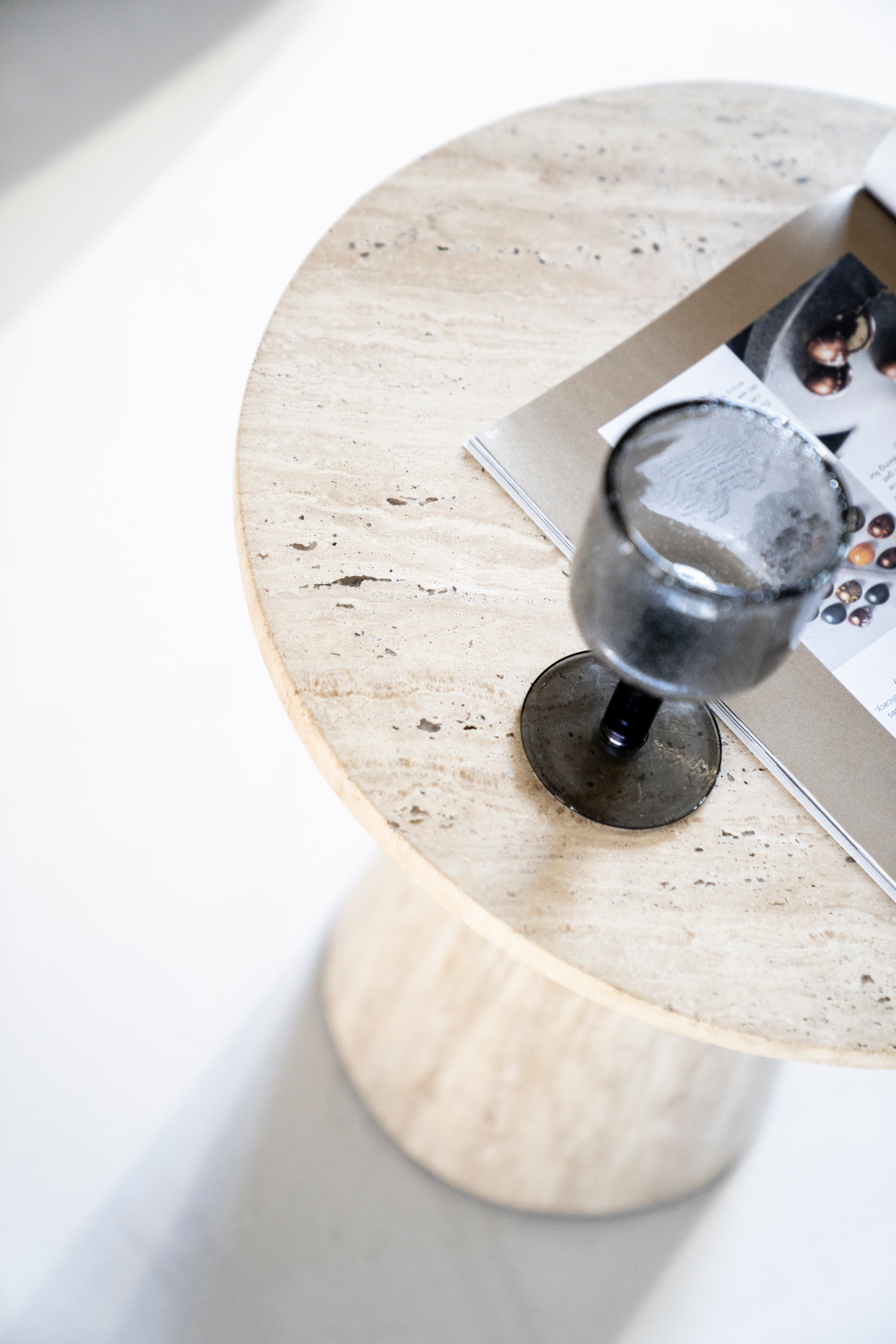 Travertine Pedestal Side Table | Eleonora Aime | OROA.com