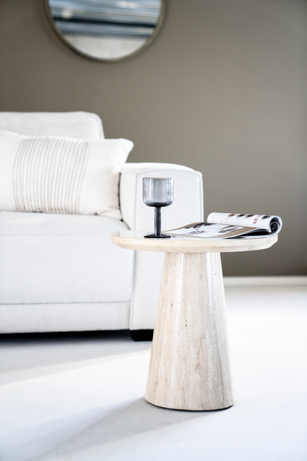 Travertine Pedestal Side Table | Eleonora Aime | OROA.com