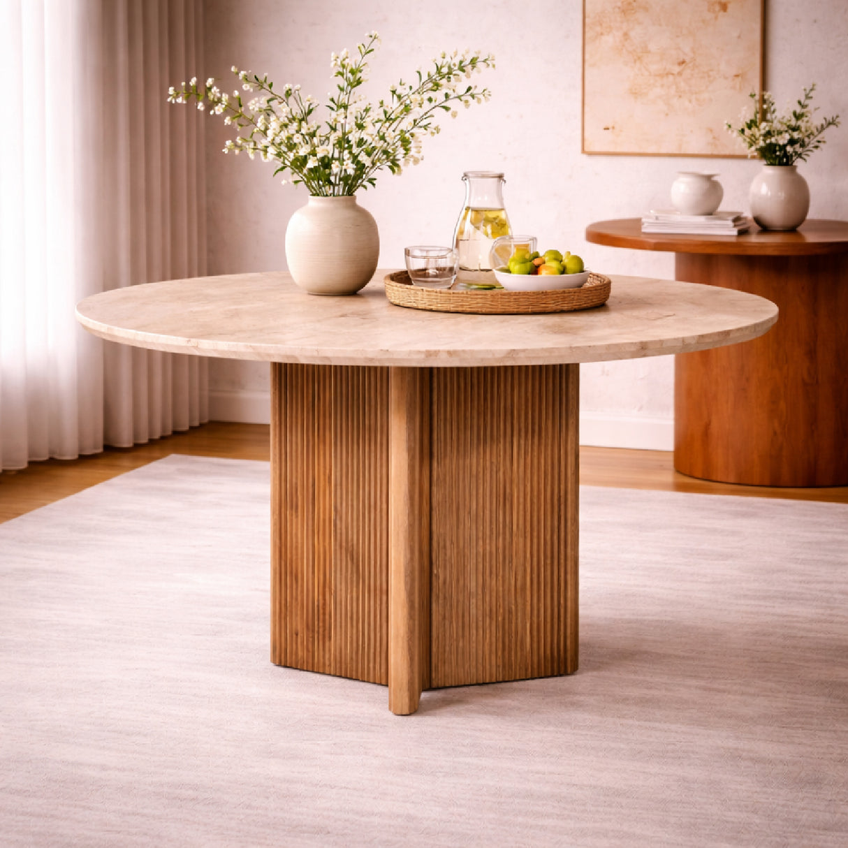   Round Mango Wood Dining Table | Oroa.com