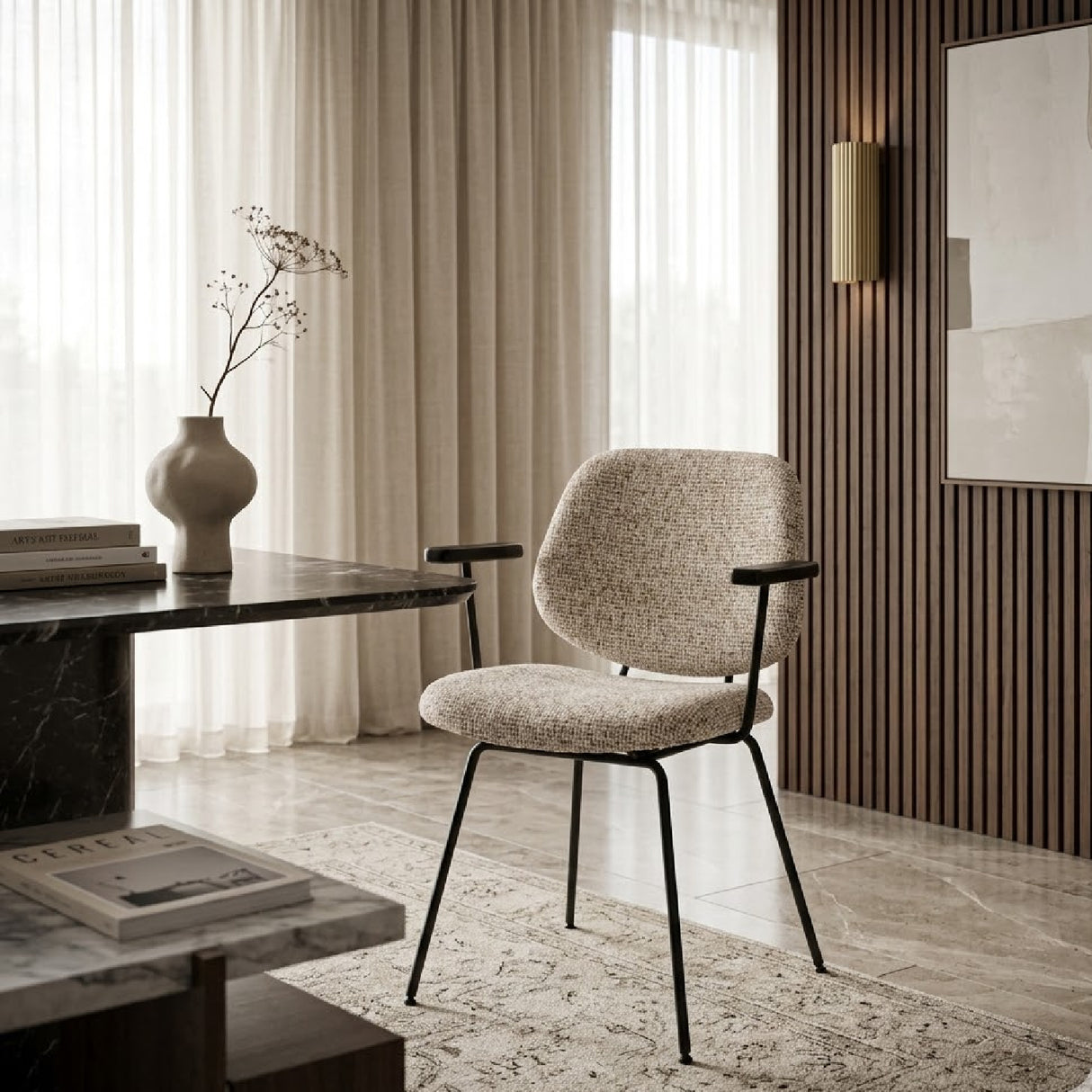   Fabric Upholstered Dining Armchair | Oroa.com