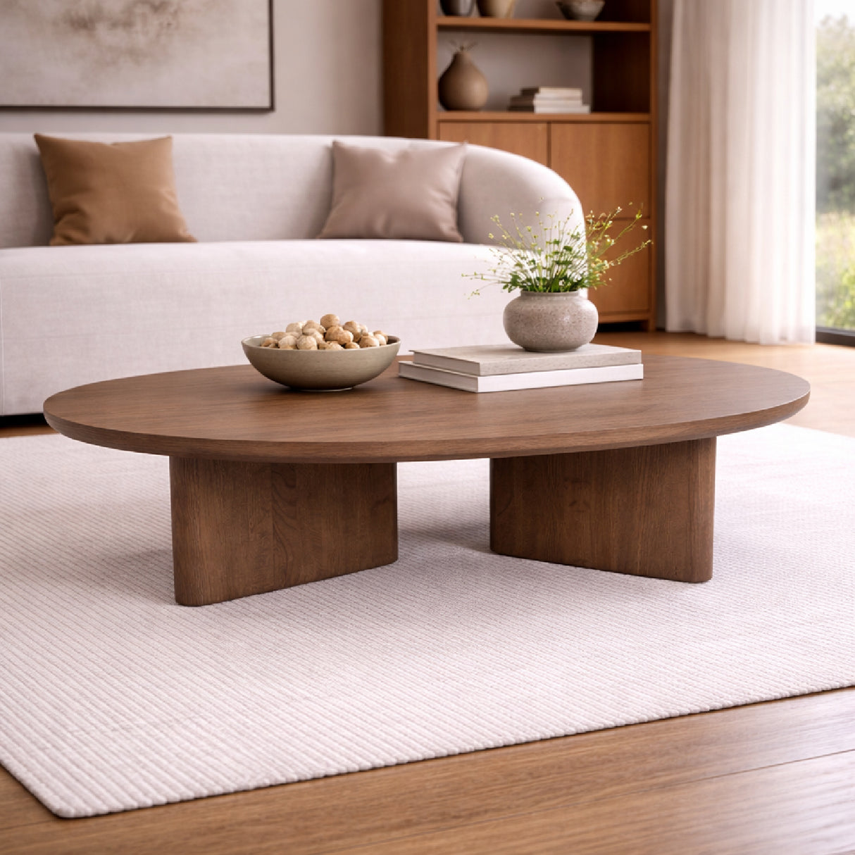   Brown Varnished Oak Coffee Table | Oroa.com
