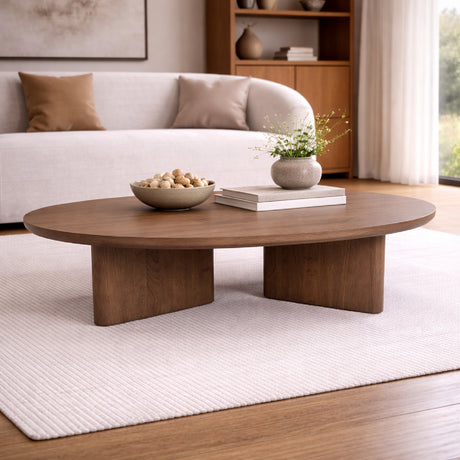   Brown Varnished Oak Coffee Table | Oroa.com
