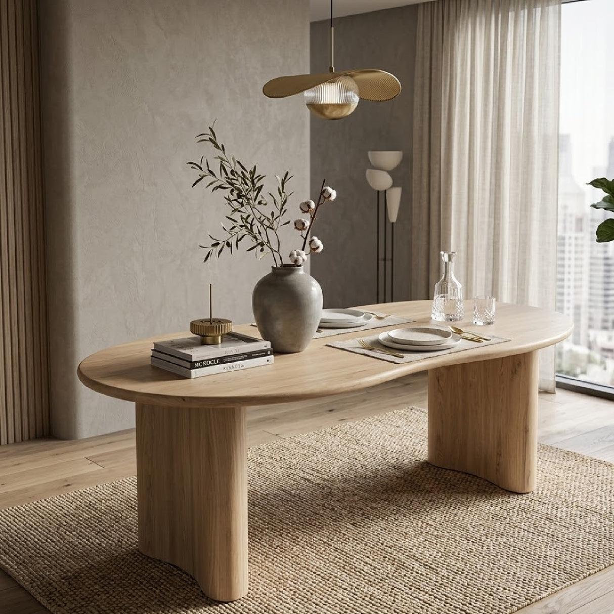   Natural Varnished Oak Organic Dining Table | Oroa.com