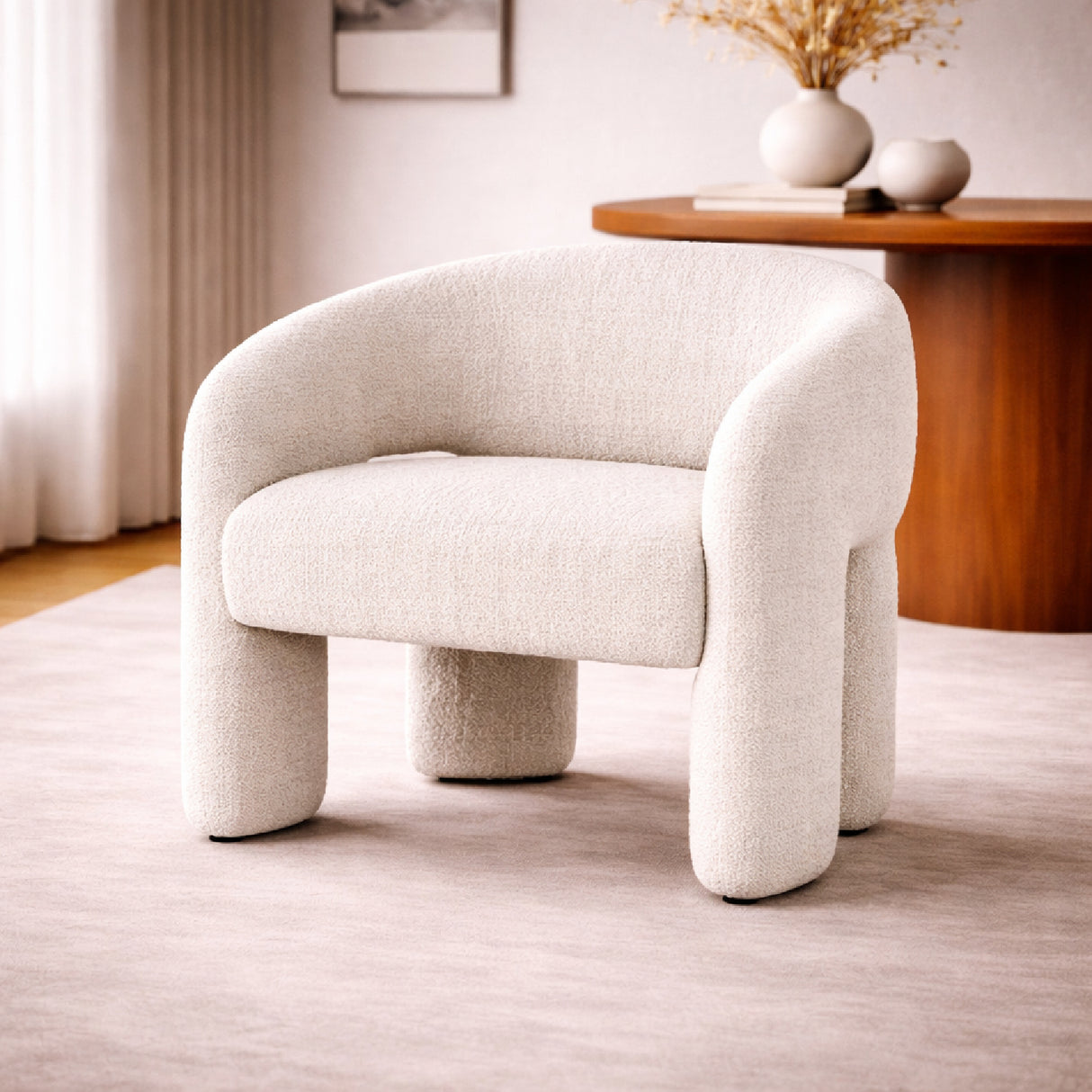  Beige Curved Back Lounge Dining Chair | Oroa.com