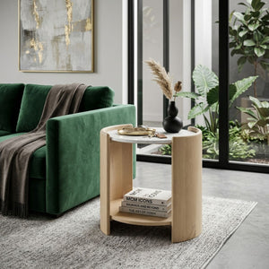  Oval White Marble Side Table | Oroa.com
