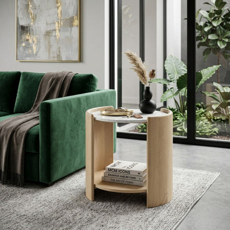   Oval White Marble Side Table | Oroa.com