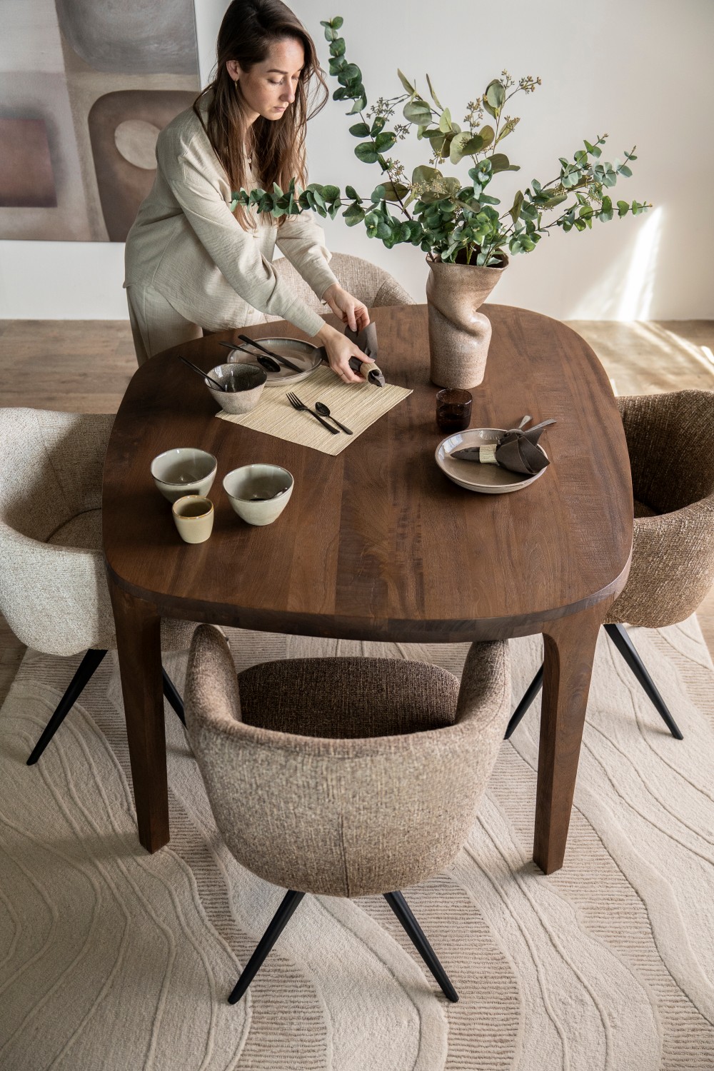 Brushed Mango Wood Dining Table | Eleonora Taylor | OROA.com
