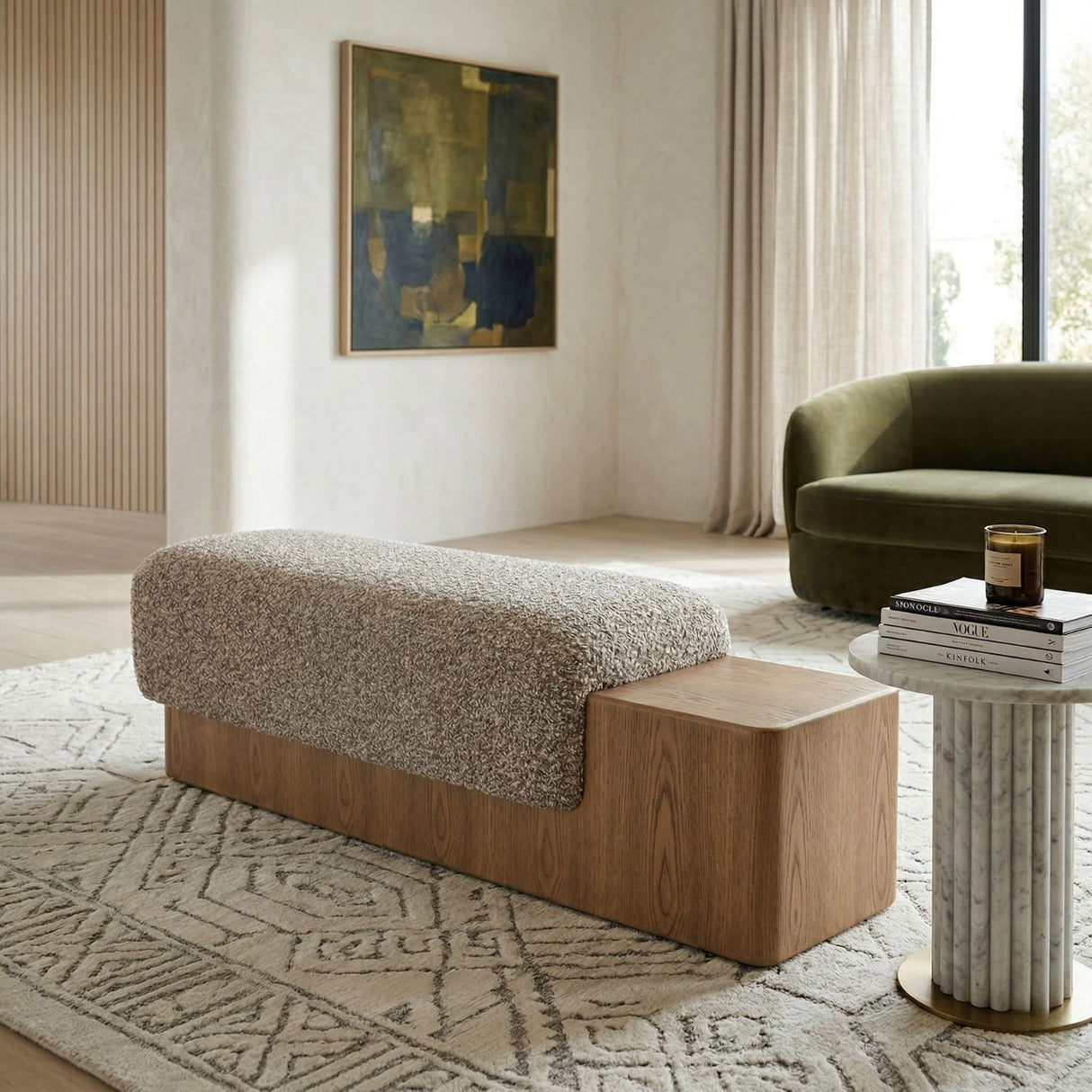   Cushioned Ash Wood Bench | Oroa.com