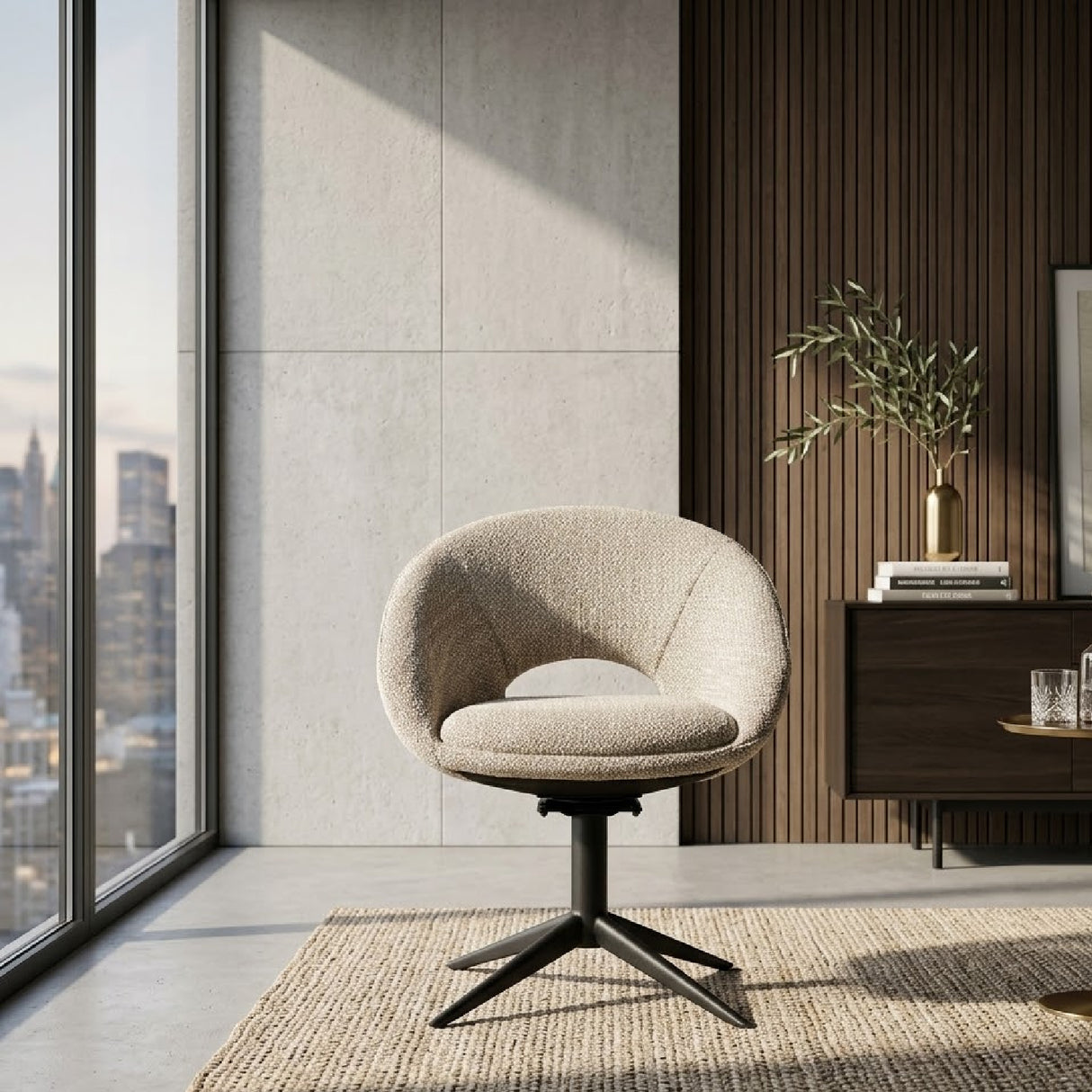  Rounded Open-Back Swivel Chair | Oroa.com
