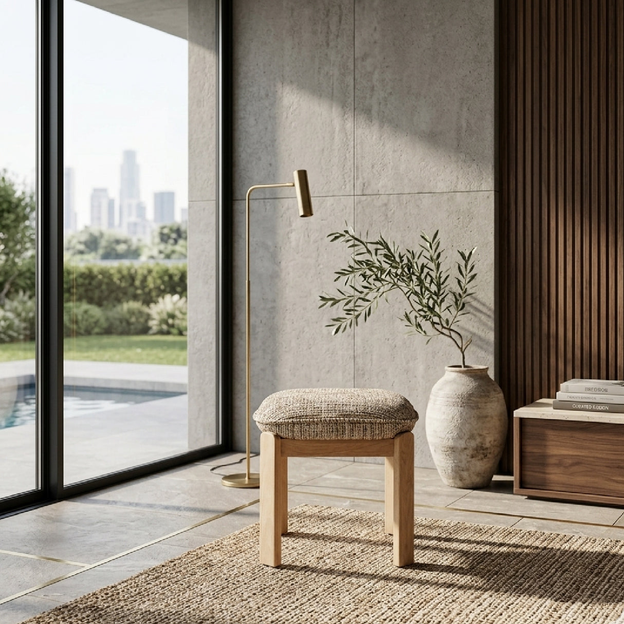   Cushioned Oak Stool | Oroa.com